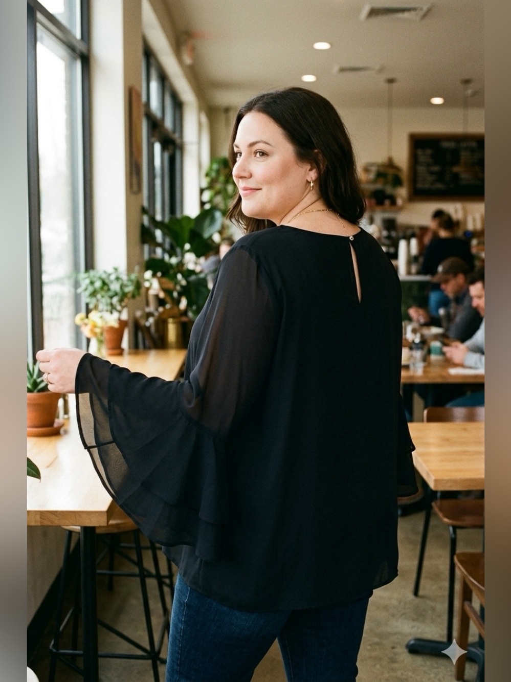 Goldray by Stitchfix Black Blouse with Flouncy Bell Sleeves Size 3X - Picture 2 of 10